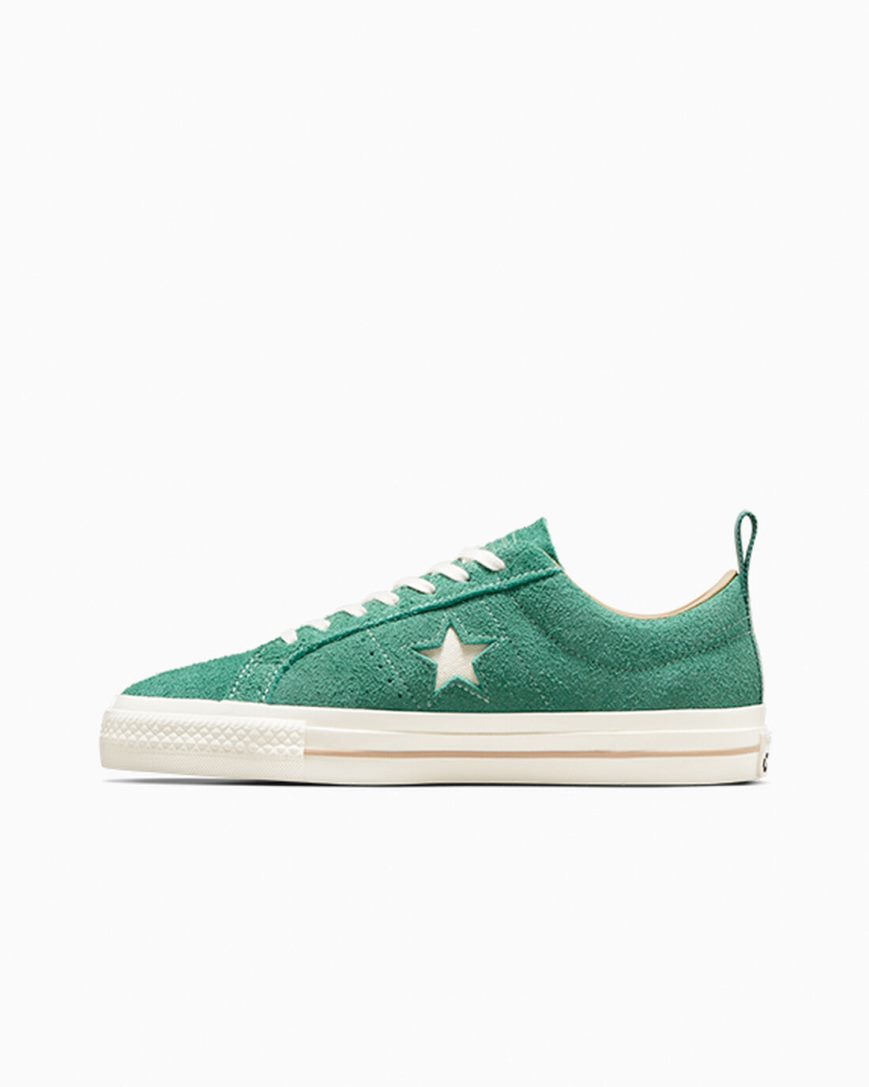 Bascheți Barbati Converse One Star Pro Vintage Piele Intoarsa Verzi | RO SZQAO971